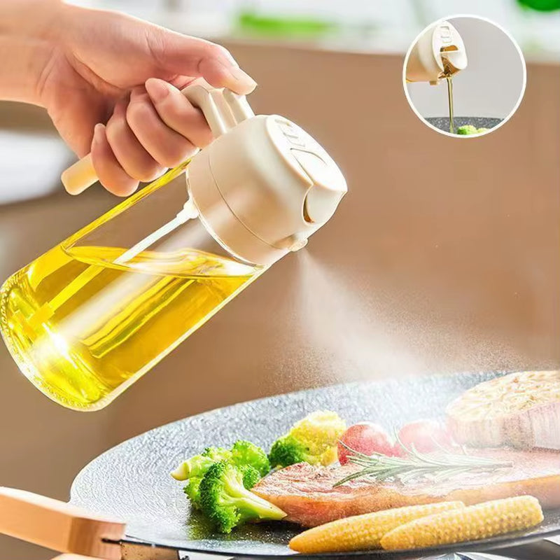 Two in One Glass Oil Spray 470Ml Bottle for Kitchen and Home Oil Spray Bottle
