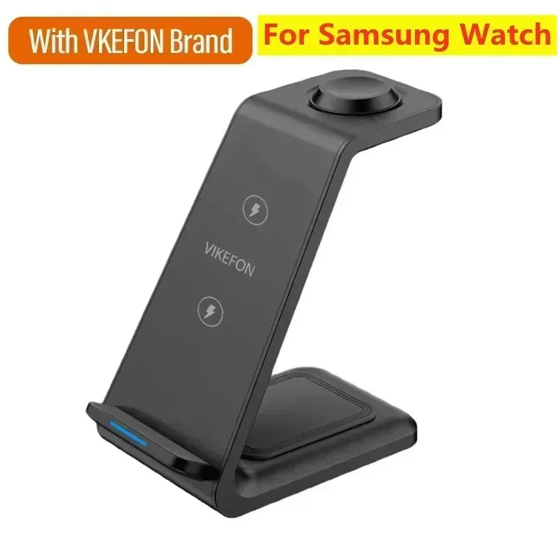 30W Fast Charging Dock Station Pad 3 in 1 Wireless Charger Stand for Iphone 16 15 14 13 12 Pro Max Iwatch Samsung S24 S23 S22