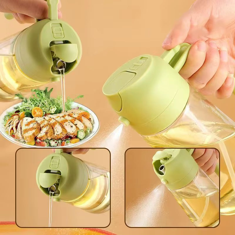 Two in One Glass Oil Spray 470Ml Bottle for Kitchen and Home Oil Spray Bottle