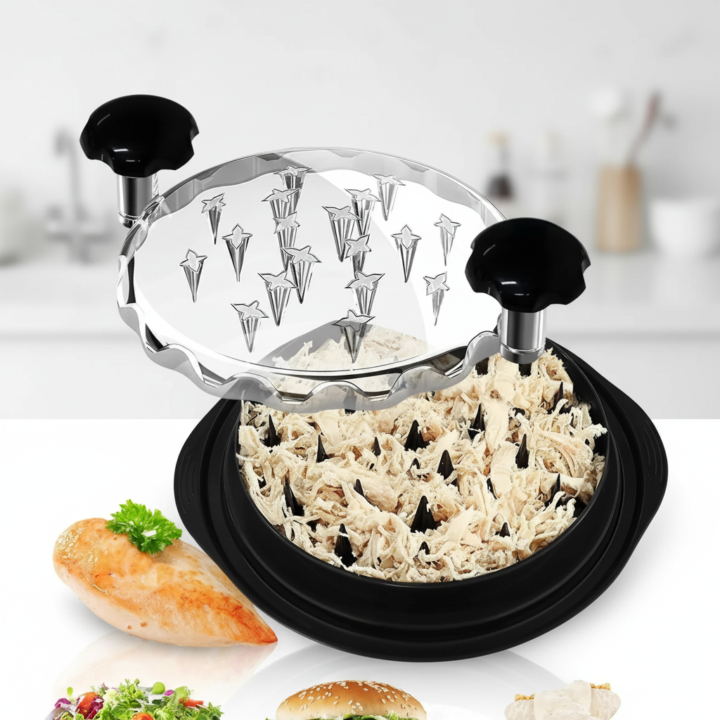 Chicken Shredder Tool with Lid - CozyNest Hub Meat Shredding Machine for effortless shredding.