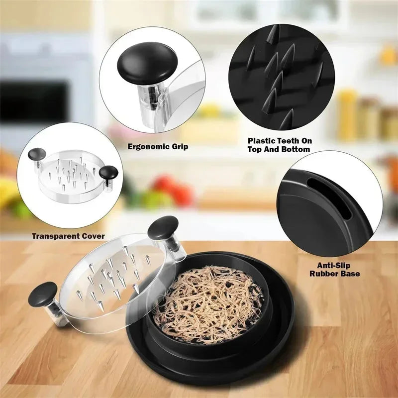 Chicken Shredder Tool with Lid - CozyNest Hub Meat Shredding Machine for effortless shredding.