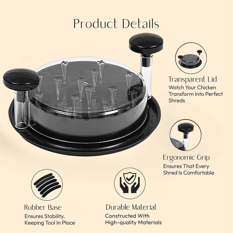 Chicken Shredder Tool with Lid - CozyNest Hub Meat Shredding Machine for effortless shredding.