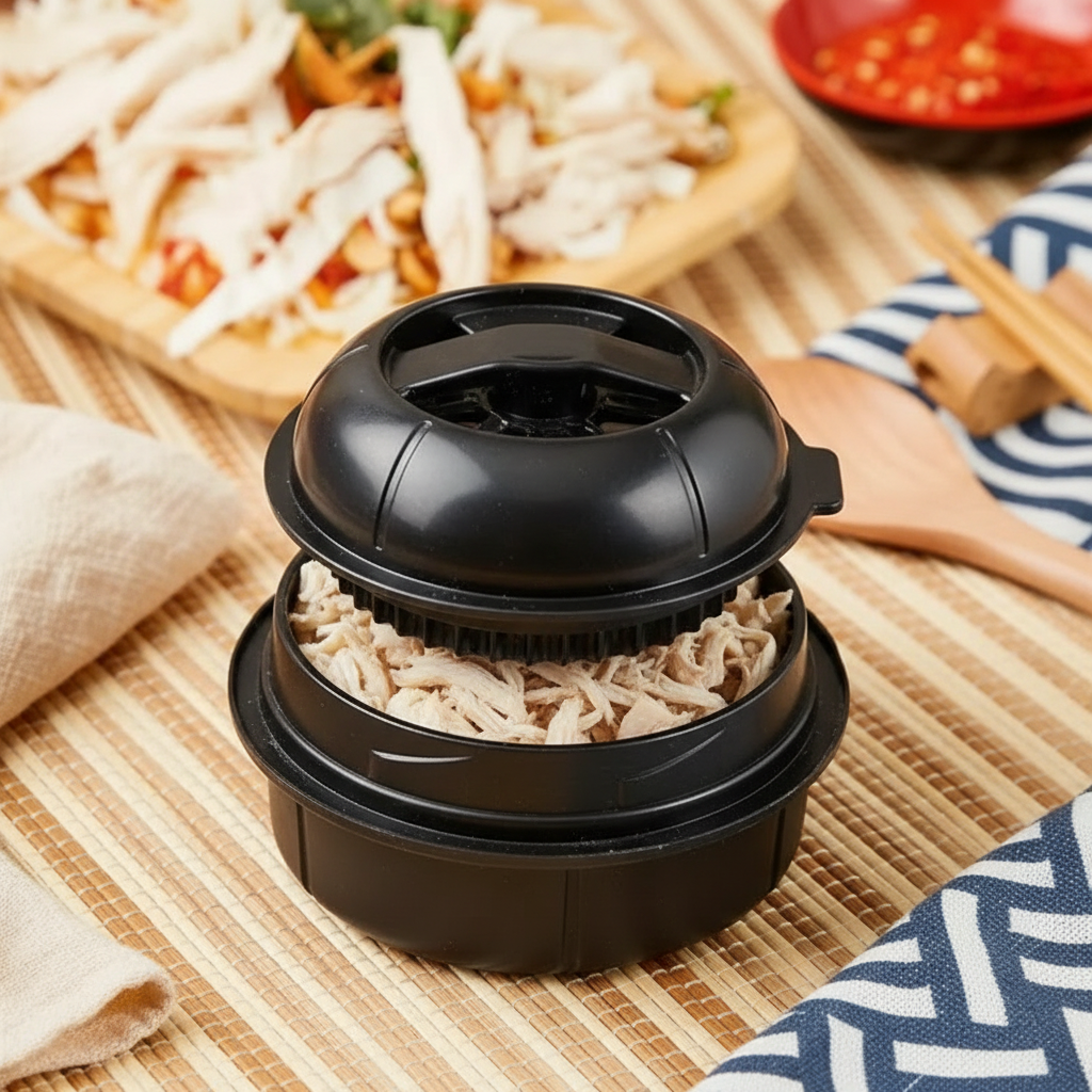Chicken Shredder Tool with Lid - CozyNest Hub Meat Shredding Machine for effortless shredding.