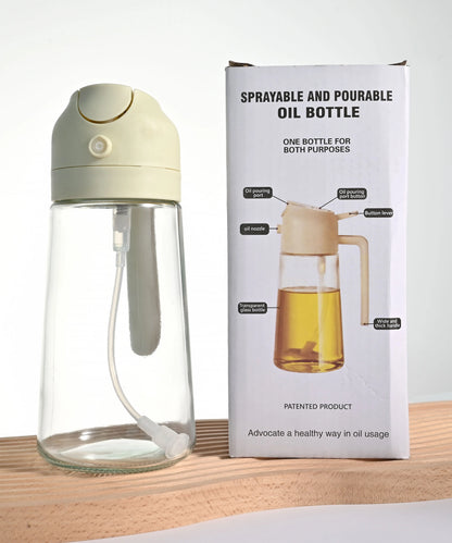 Two in One Glass Oil Spray 470Ml Bottle for Kitchen and Home Oil Spray Bottle