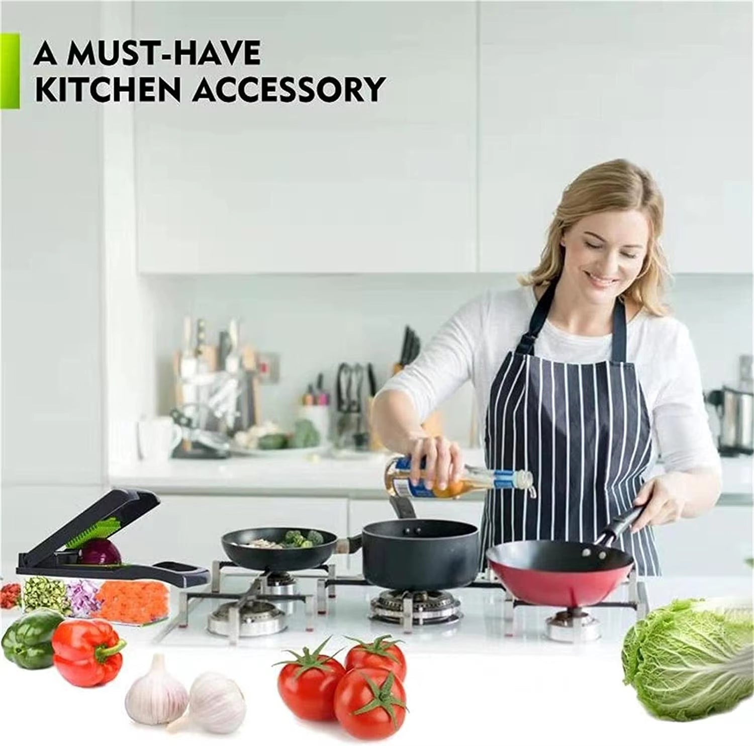 15-in-1 Vegetable Chopper - CozyNest Hub Stainless Steel Kitchen Cutter with onion and vegetable slicing capabilities.