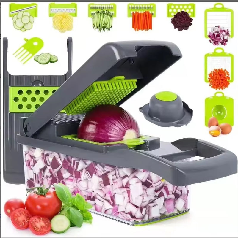 Multipurpose 15 In1 Dual Use Stainless Steel Vegetable Cutlery Cutter Dicing Cutter Kitchen Tool Slicers Chopper